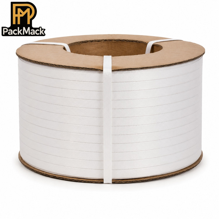 تسمه بسته بندی پلاستیکی ماشینی سفید سایز ۱۰ فاقد خاک صنعتی